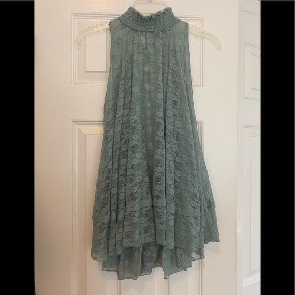 Free People sheer blueish grey lace swing tunic - Picture 1 of 5